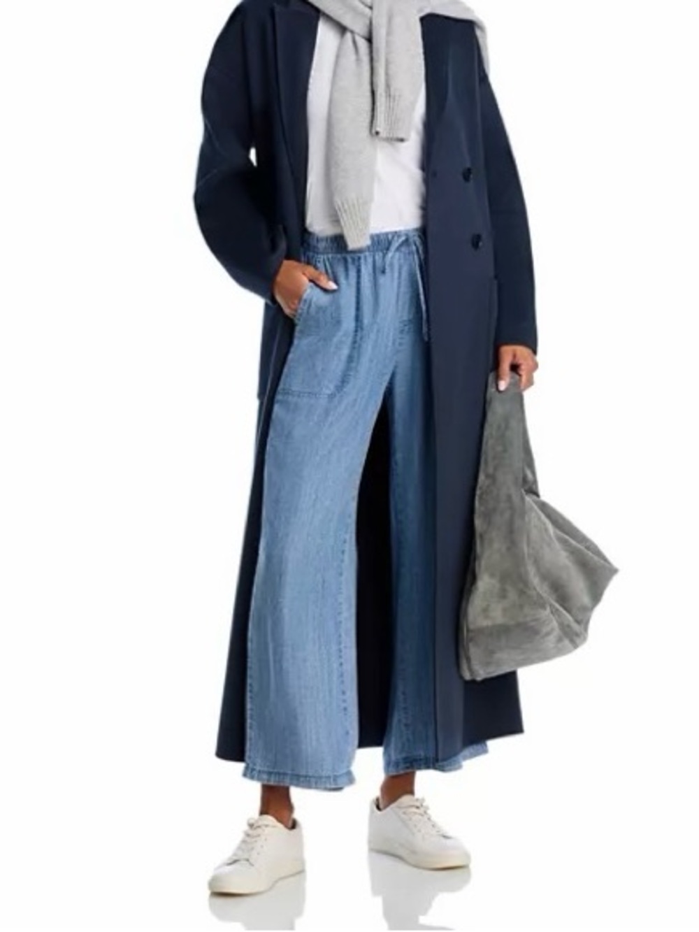 Splendid Women's Angie Indigo Wide-Leg Chambray Palazzo Pants size M